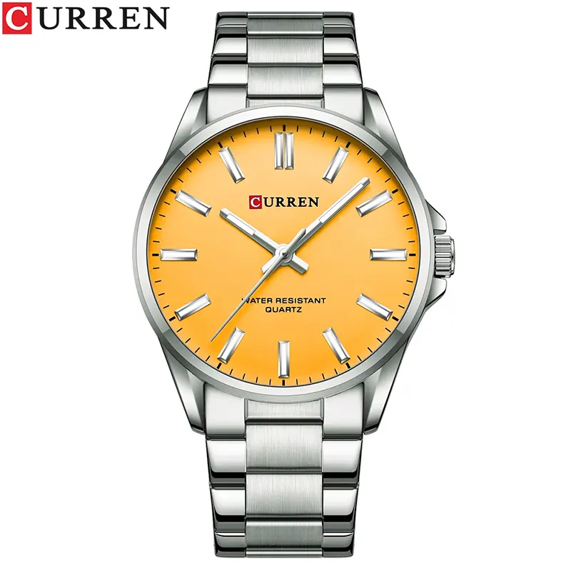 Curren Yellow Dial Silver-tone Men’s Watch | 9090